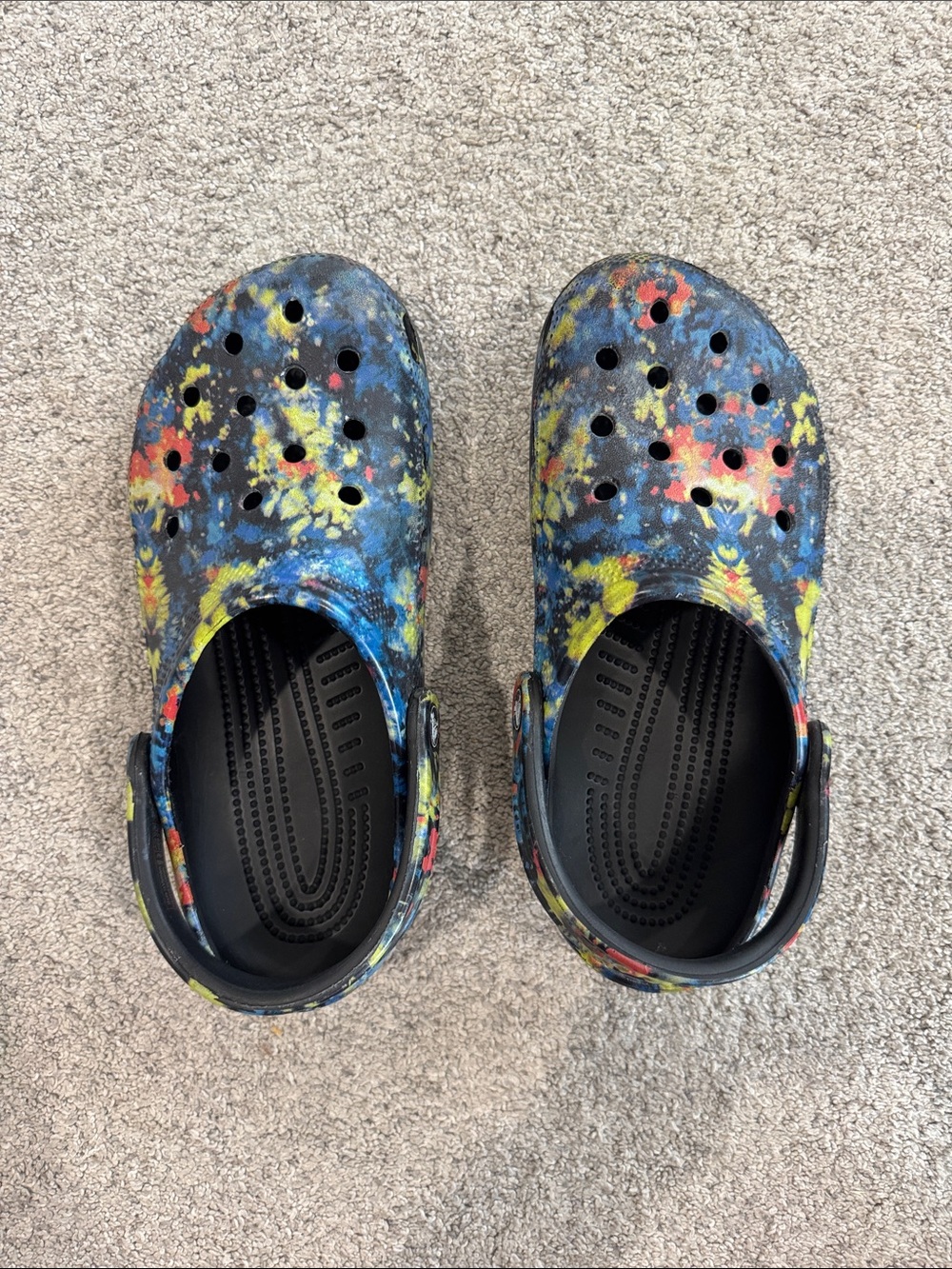 Tie-dye crocs